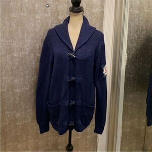 Polo RL Navy Blue Knit toggle Cardigan, L